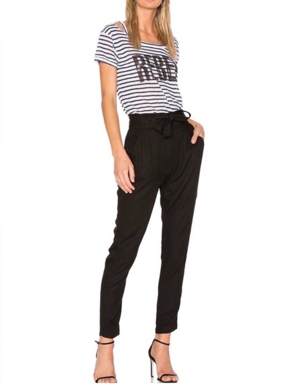 $375 NWT A.L.C. Ansel paperbag Black pants sz 10